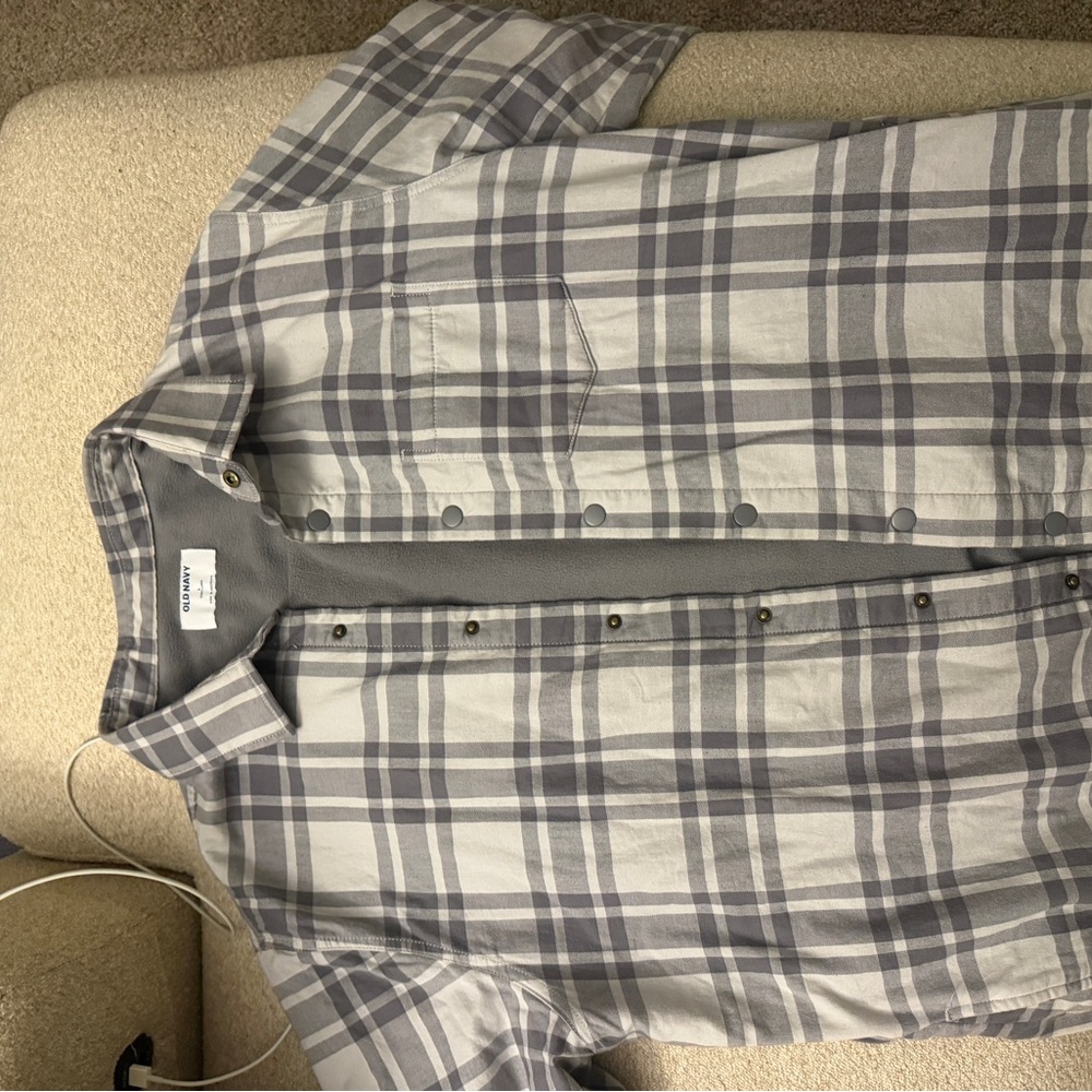 Old Navy Gray Plaid Shirt Jacket